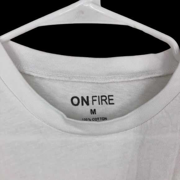 On Fire White Tie Front T-Shirt, Soft Cotton Closet Staple, Boho, Gypsy SZ M - Picture 3 of 5